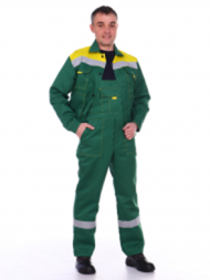 Костюм «ЭКСТ» зеленый+оранжевый с СОП (Куртка укороченная + полукомбинезон)
