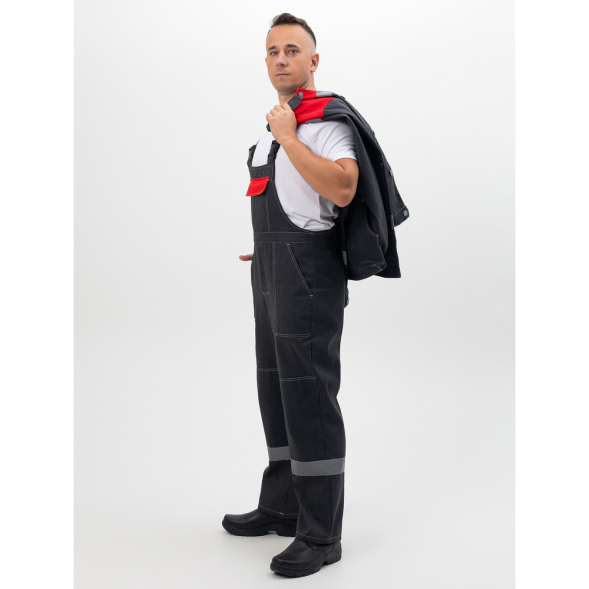 Мужской летний костюм "Инженер" куртка + полукомбинезон серый