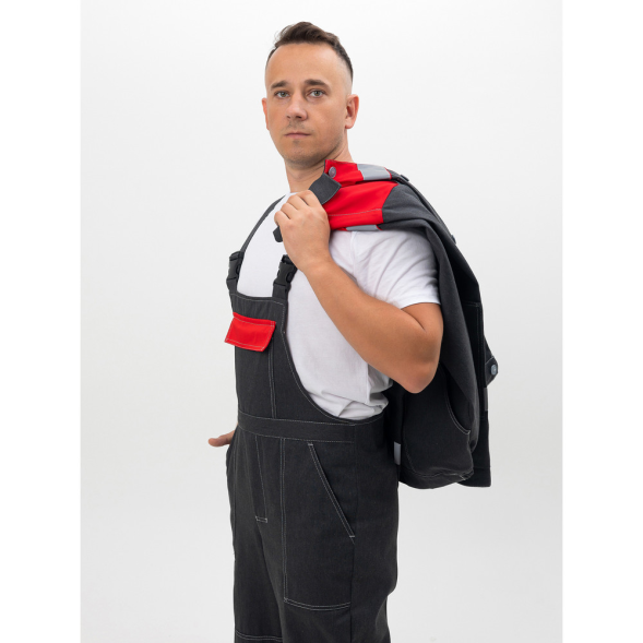 Мужской летний костюм "Инженер" куртка + полукомбинезон серый