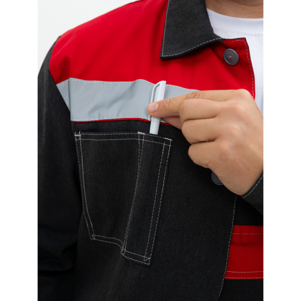 Мужской летний костюм "Инженер" куртка + полукомбинезон серый