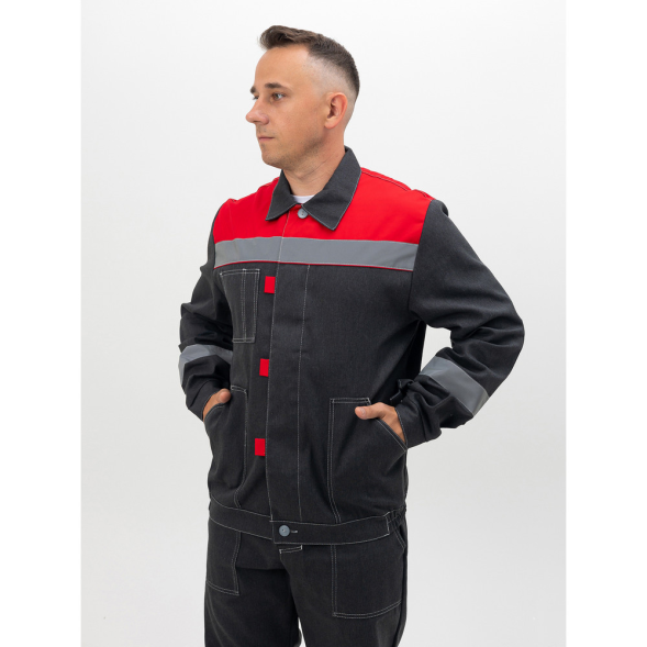 Мужской летний рабочий костюм "Инженер" серый — куртка и брюки