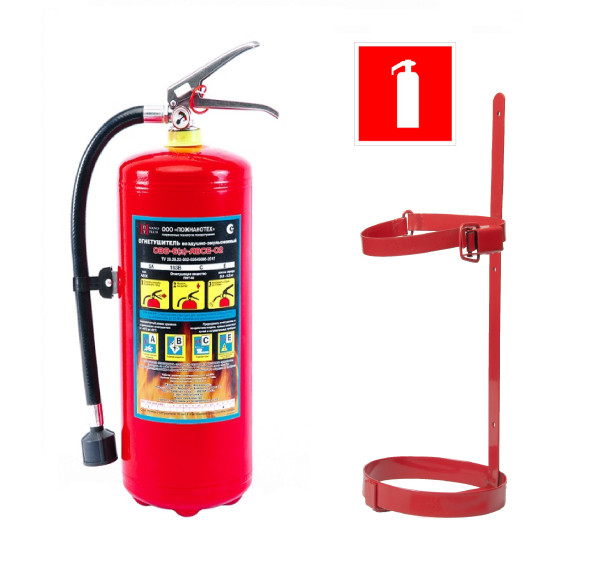 Комплект огнетушитель ОВЭ-8 летний + кронштейн ТВ8 + знак F04